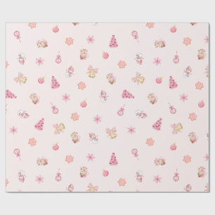 Cozy Pink Christmas Pattern Wrapping Paper