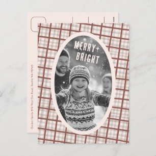 Cozy Plaid Gingham Christmas Custom Photo Collage Holiday Postcard