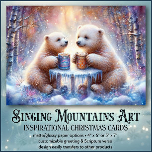 Cozy Polar Bear Cocoa Christian Friends Christmas Holiday Card