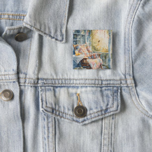 Cozy Porch with Quilt and Lemonade Charm 15 Cm Square Badge