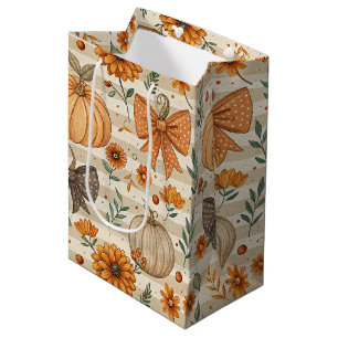 Cozy Pumpkin Botanical Autumn Seamless Pattern (5) Medium Gift Bag