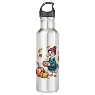 Cozy Pumpkin Coffee Goose Fall Art 710 Ml Water Bottle
