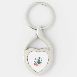 Cozy Pumpkin Coffee Goose Fall Art Key Ring