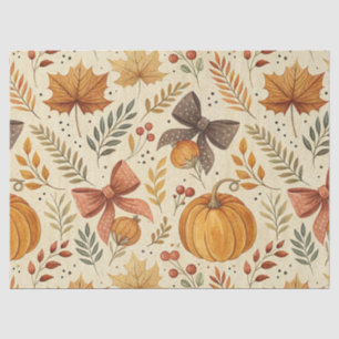 Cozy Pumpkin Floral Autumn Seamless Pattern (2) Tissue Paper
