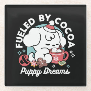 Cozy Puppy Dreams – Hot Chocolate and Christmas Glass Coaster