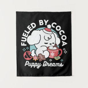 Cozy Puppy Dreams – Hot Chocolate and Christmas Tapestry
