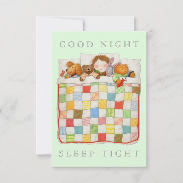 COZY QUILT 3.5x5 Blank Flat Card - Green (Front)