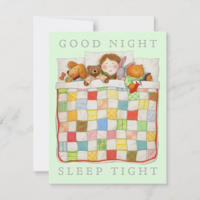 COZY QUILT 4.25x5.5 Blank Flat Card - Green (Front)