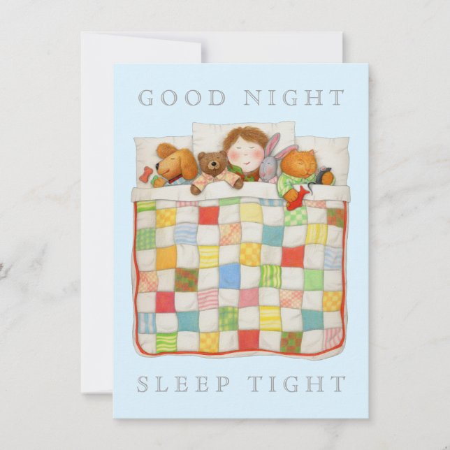 COZY QUILT 4.5x6.25 Blank Flat Card - Blue (Front)