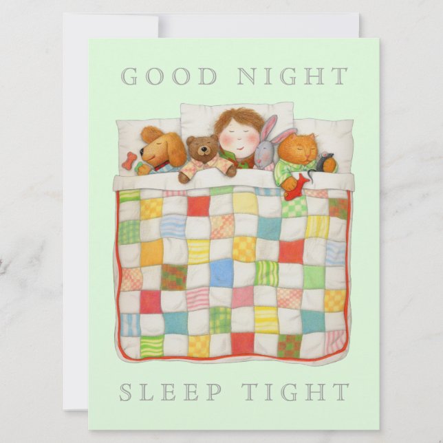 COZY QUILT 6.5x8.75 Blank Flat Card - Green (Front)