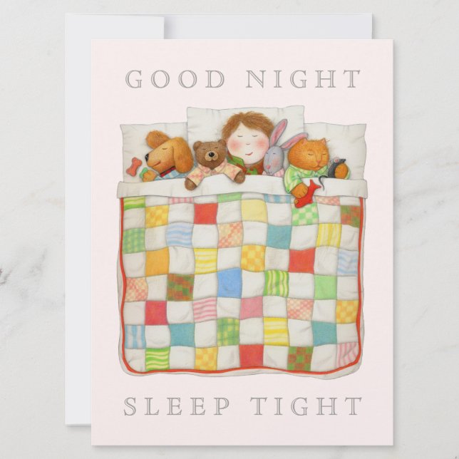 COZY QUILT 6.5x8.75" Blank Flat Card - Pink (Front)