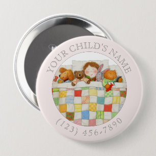 COZY QUILT Child ID Button - Pink