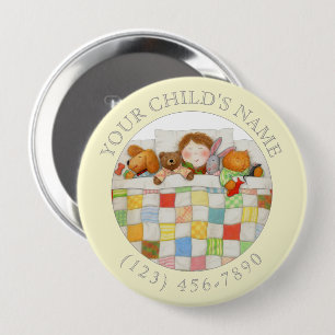COZY QUILT Child ID Button - Yellow