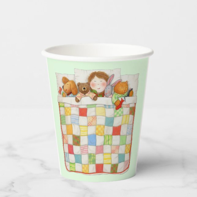 COZY QUILT Paper Cups - Green (Front)