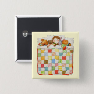 COZY QUILT Square Button Pin - Yellow