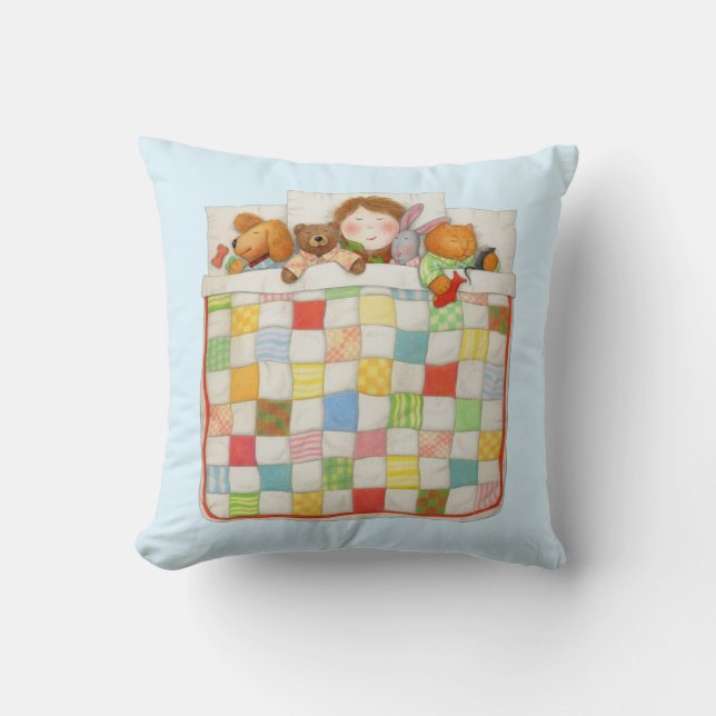 COZY QUILT Square Throw Pillow - Blue (Front)