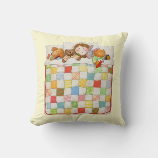 COZY QUILT Square Throw Pillow - Yellow (Front)