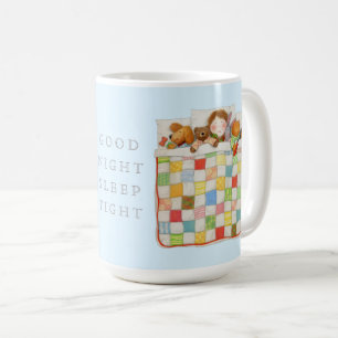 COZY QUILT Tall White Mug + Blue