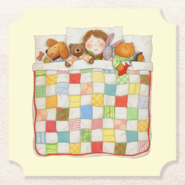 COZY QUILT Ticket Paper Coasters - Yellow (Front)