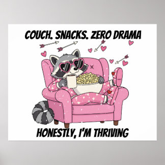 Cozy Raccoon Valentine Poster - Pajama Couch Snack