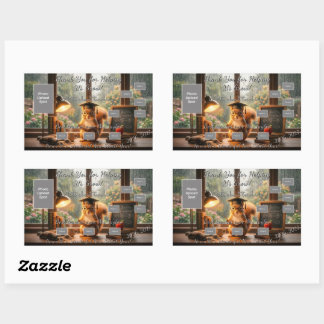 Cozy Rainy Day Squirrel Teacher Appreciation Rectangular Sticker