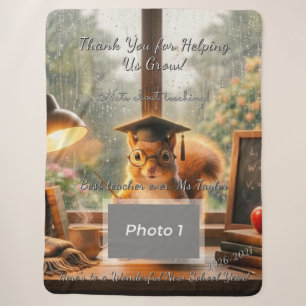 Cozy Rainy Day Squirrel Teacher Appreciation Sherpa Blanket