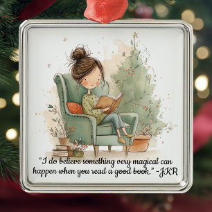 Cozy Reading Book Club Christmas Metal Tree Decoration