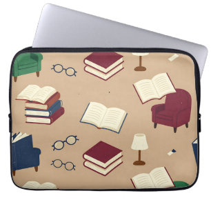 Cozy Reading Nook Books Pattern Laptop Sleeve