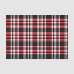 Cozy Red, Black & White Stripe Plaid Holiday Tissue Paper