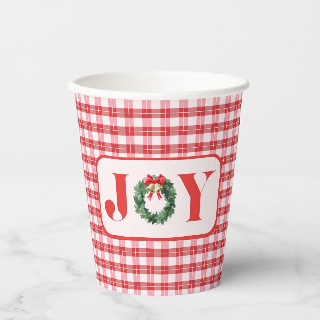 Cozy Red Plaid Christmas Paper Cups (Front)