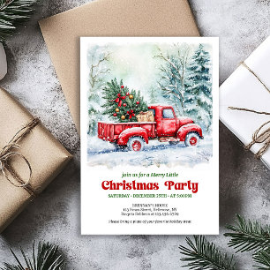 Cozy red truck Christmas scene festive invitation
