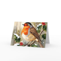 Cozy Robin Christmas Watercolor Illustration