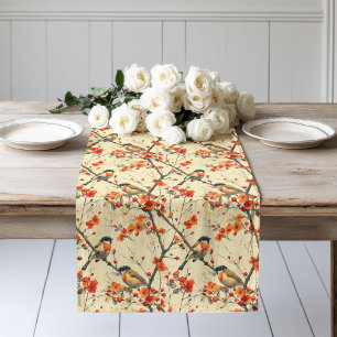 Cozy Runner with Fall Birds and Woodland Floral