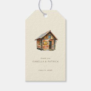 Cozy Rustic Log Cabin Watercolor Gift Tags