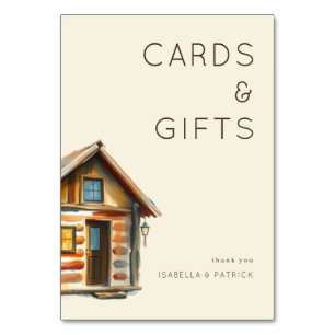 Cozy Rustic Watercolor Cabin Table Number