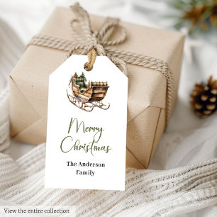 Cozy Rustic Watercolor Neutral Holiday Gift Tag