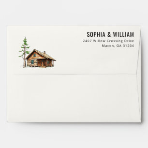 Cozy Rustic Wooden Cabin Illustration Envelope