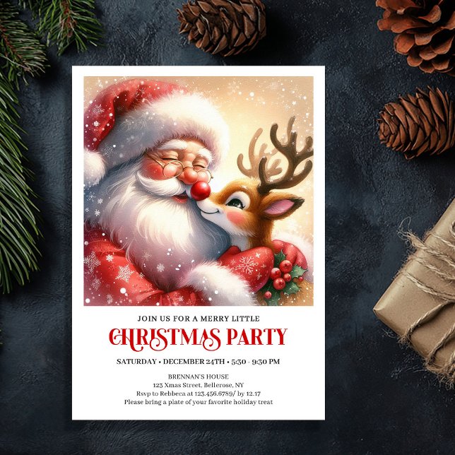 Cozy Santa and Rudolph Christmas Magic Night Party Invitation (Cozy Santa and Rudolph Christmas Magic Night Party Invitation

)