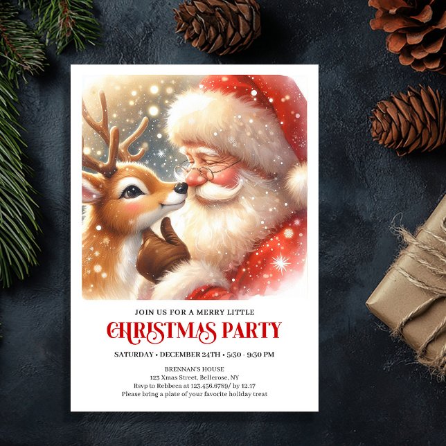 Cozy Santa Rudolph Holiday Family Cheer Winter  Invitation (Cozy Santa Rudolph Holiday Family Cheer Winter Party Invite

)
