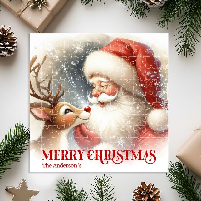 Cozy Santa Rudolph Personalized Christmas Kids Gif Jigsaw Puzzle (Cozy Santa Rudolph Personalized Christmas Kids Gift Jigsaw Puzzle

)