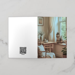 Cozy Scandinavian Window Nook – Elegant  Foil Greeting Card