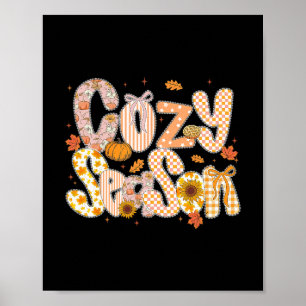Cozy Season Autumn Fall Vibes Halloween Thanksgivi Poster