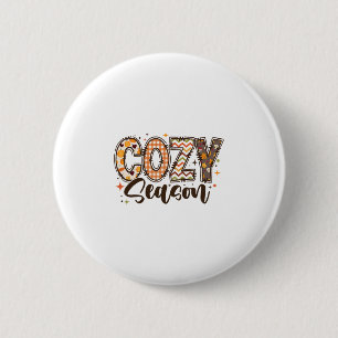 Cozy Season Pumpkin Autumn Fall Y'all Leaves Thank 6 Cm Round Badge