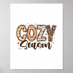 Cozy Season Pumpkin Autumn Fall Y'all Leaves Thank Poster