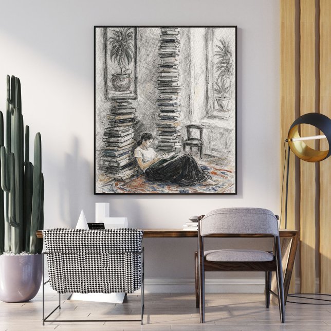 Cozy sketch | bookish wall art (Creator Uploaded)