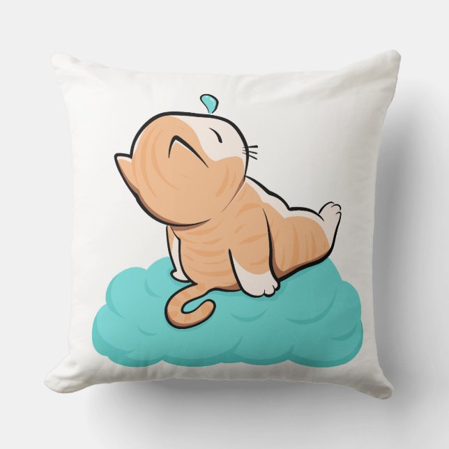 "Cozy sleeping cat on cloud" Cushion (Front)