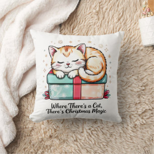 Cozy Sleeping Kitten - Winter Home Decor Cushion