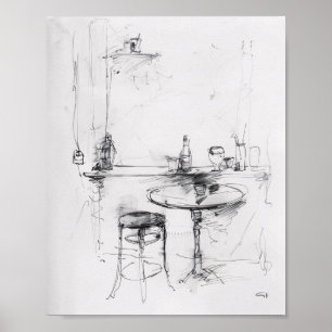 Cozy Small Café Interior – Minimal Bar Poster