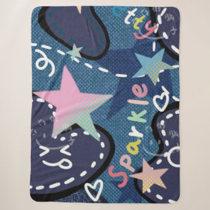 Cozy Sparkle Galaxy Soft Navy Blue Sherpa Blanket