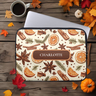 Cozy Spice Pattern – Custom Name Laptop Sleeve